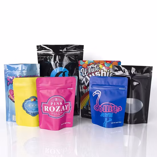 Customized & in Stock Packaging Resealable Stand up Pouch, Plastic Zip Lock Mylar Bags, Custom Shape Mylar Bag with Window