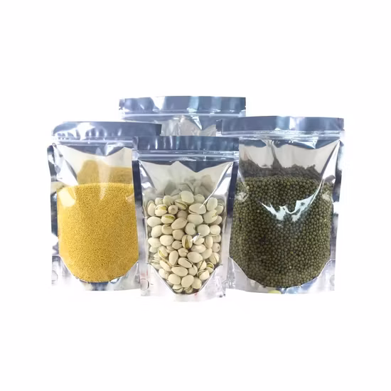 カスタム在庫パッケージ、再密封可能なスタンドアップパウチ、ジッパー付きプラスチックマイラーパウチ、カスタム形状の窓付きマイラーパウチ