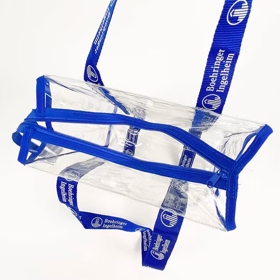 ジッパー付きポケットと取り外し可能なショルダーストラップが付いたスタジアム承認のクリアトートバッグ